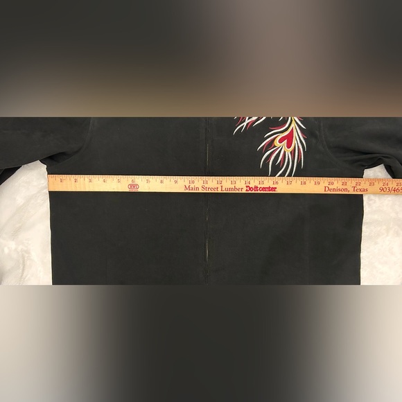 Bob Mackie Y2K Wearable Art Phoenix Embroidered Faux Suede Jacket Size L - Picture 8 of 14